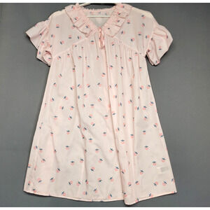 Dazy House Dress Nightgown Womens Small Pink Floral Lightweight Ruffle Sleeves